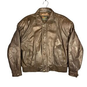 Vintage Reed Sportswear Mens M Brown Leather Bomber Jacket Flight Coat R44